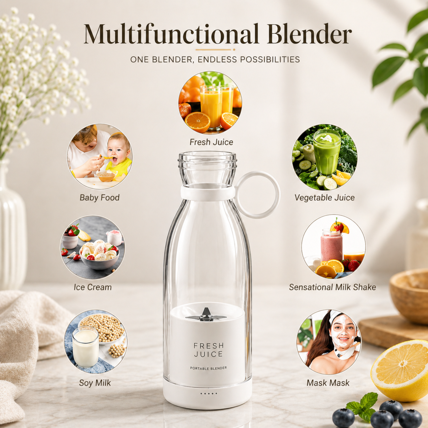 Prunza FreshBlend Pro | Portable USB Blender — Black